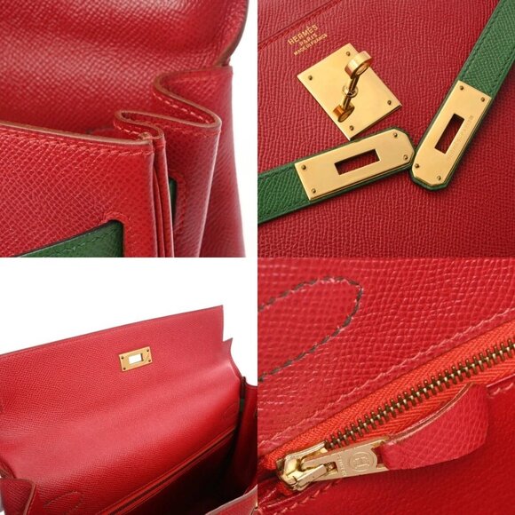 HERMES Kelly 32 Outside stitching 2WAY Bicolor Rouge vif/Green 800000138022000 - Picture 8 of 10